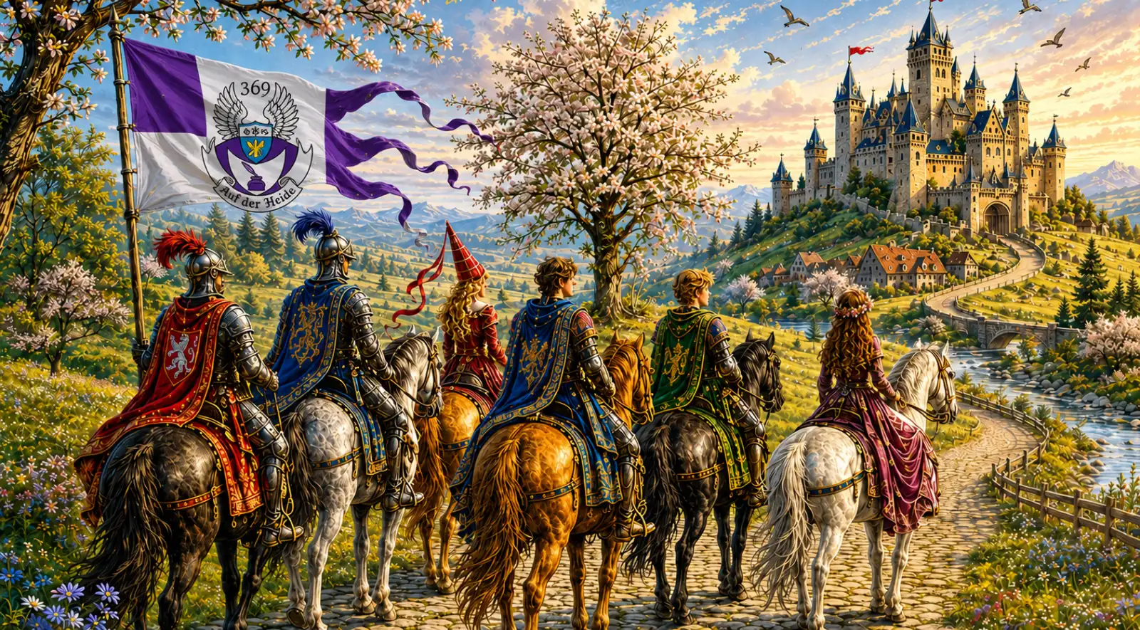 Schlaraffia – Ritter mit Helm und Ordensketten